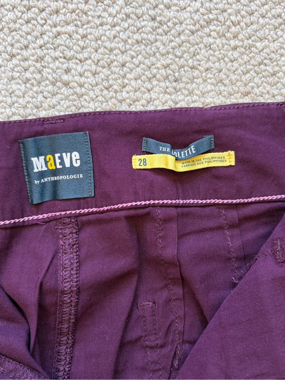 Maeve Anthropologie Colette Deep Purple Wide Leg Pants Size 28 - Picture 4 of 5